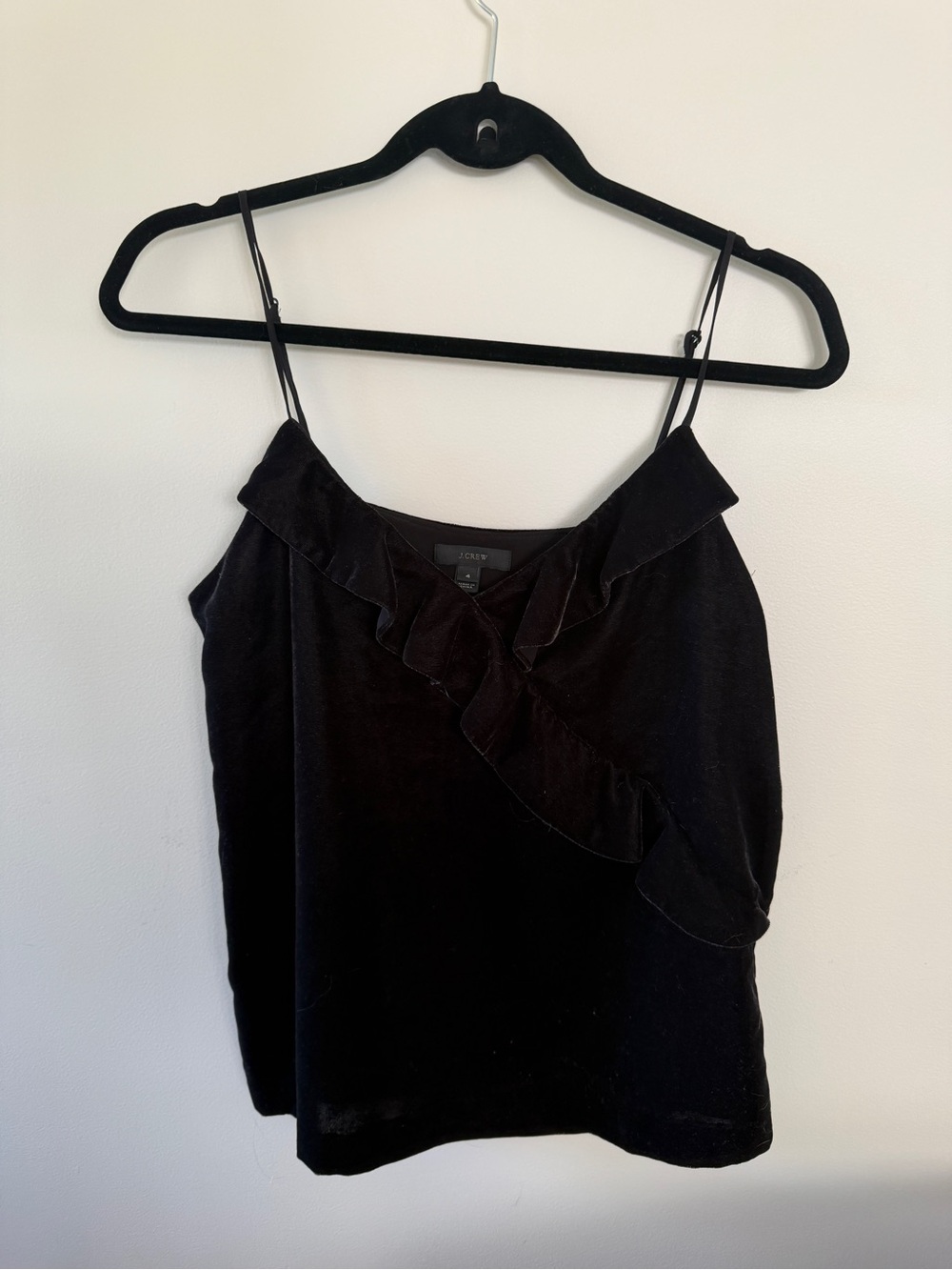 J. Crew Black Velvet Ruffle Cami